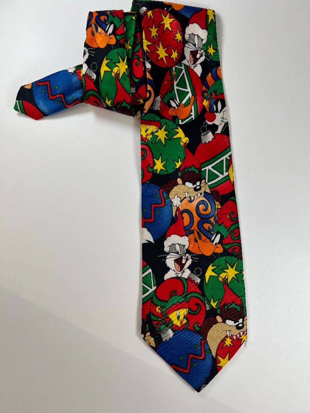 Vintage 1996 Warner Bros Looney Tunes Mania Christmas Tie Bugs Bunny Daffy Duck